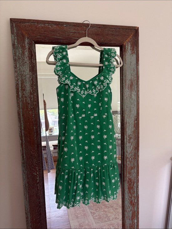 Roller Rabbit Dresses & Skirts - Roller Rabbit Green Floral Sleeveless Ruffle Dress + Self-Tie Belt - size S EUC